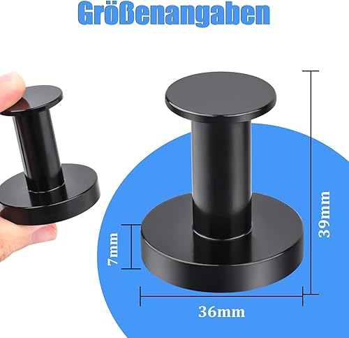 Ganci magnetici extra forti, 32 kg, magneti al neodimio con gancio, colore nero, 36 mm, per porte in ferro, frigoriferi, cucine, appendiabiti, ufficio, campeggio, magnetici, 6 pezzi - Honorern