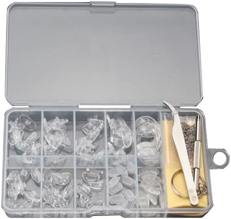 Tiardey 50 paia di naselli per occhiali, naselli in silicone antiscivolo, per occhiali, kit di riparazione occhiali con viti cacciavite e pinzette in scatola di immagazzinaggio - Honorern
