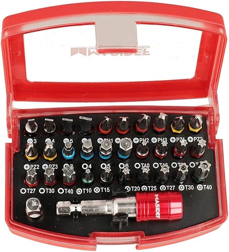 Set 30 punte per avvitatore, Phillips Pozidriv Torx, Porta inserti magnetico, Adattatore universale 1/4 Testa esagonale, Acciaio Cromo Vanadio, Clip aggancio a cintura - Honorern