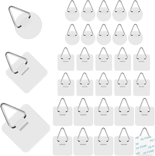 30Pcs Ganci Adesivi Per Quadri, Chiodi Adesivi, Adesivo appendi Quadro, Colore Bianco con Gancio in Metallo Per Foto, Dipinti, Orologio - Honorern
