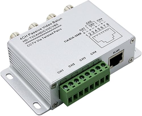 Balun video passivo 4CH per TVI CVI AHD telecamere CCTV tramite Twisted Pairs UTP Video Balun 4CH ricetrasmettitore BNC a UTP RJ45 - Honorern