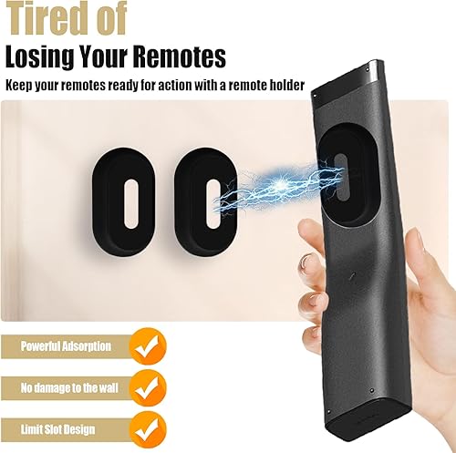 UZSUZZ Supporto magnetico per telecomando, 4 confezioni Supporto per telecomando in silicone da parete, Supporto per telecomando per scuola, casa, ufficio, TV, condizionatore d'aria, ventilatore - Honorern