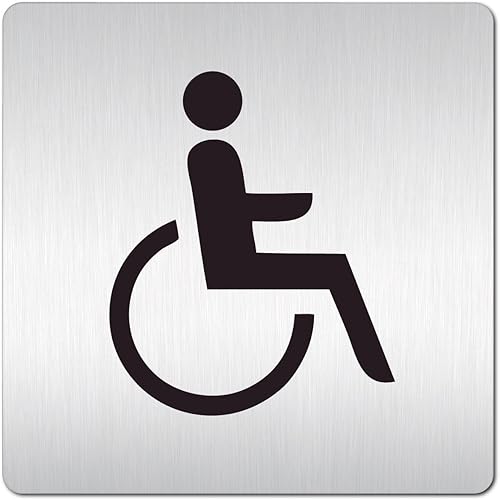 Targhe per porte, targhe 125 x 125 mm, 'sedia a rotelle, WC per disabili' Targhe stabili realizzate in materiale di alluminio massiccio da 1,5 mm - Honorern