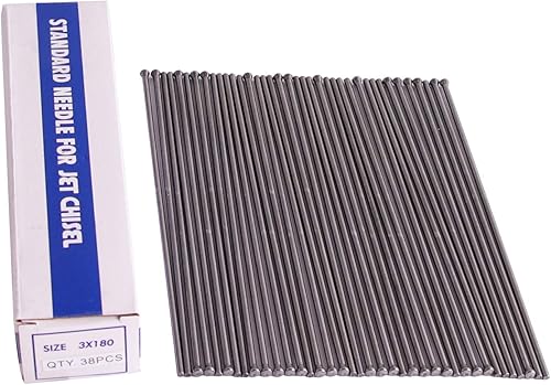 38PCS Scrostatore Ad Aghi, Aghi Di Ricambio, Ablatore Ad Aghi per Utensili Pneumatici, Attacco per Martello Pneumatico 180x3 mm - Honorern