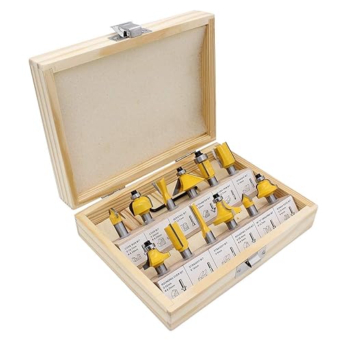 12 Pezzi Set Frese per Legno, Set di Punte per Fresa in Carburo di Tungsteno, con diametro del codolo da 8 mm - Honorern