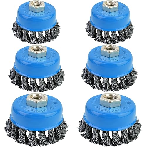 6 Pezzo Spazzola Metallica Smerigliatrice, M14 Spazzola Smerigliatrice, 65mm 75mm 100mm Set di Spazzole Metalliche in Acciaio per Trapano, per Rimozione Ruggine e Vernice - Honorern