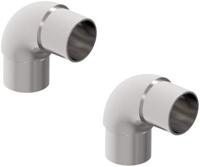 Set da 2 pezzi in acciaio inox V2A, connettore angolare a 90°, 42,4 x 2,0-0305 - Honorern