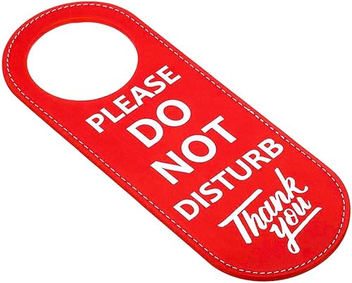 Cartello da Appendere alla Porta Non Disturbare, 1 Confezione in Pelle PU con pomello per Porta a Doppia Faccia, Cartello per la Privacy per riunioni di Ufficio, casa, Rosso - Honorern