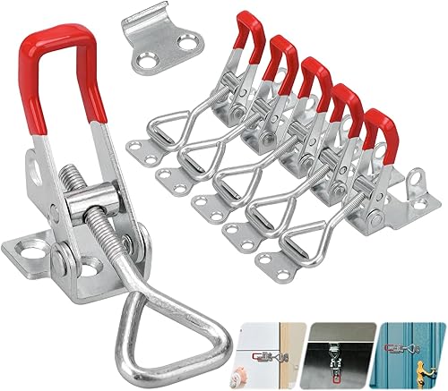 6 Pezzi Chiusura a Leva Morsetto con Chiusura a Levetta Leva Regolabile in Metallo Chiusure a Gancio Morsetti a Leva-Per Porte, Scatole, Armadi, Rimorchi, ecc.Capacità di Carico 100KG - Honorern