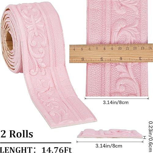 266 x 2 Pollice Modanatura A Corona Stacca e Incolla Schiuma Bianca Autoadesiva Finitura Flessibile 3D Appiccicoso Vintage Carta da Parati Decorativa Bordo Muro Bordo in Schiuma Battiscopa - Honorern