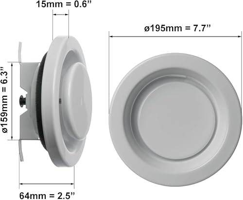 Ø 150mm Diffusore di Aspirazione - Valvola a Disco Regolabile - Griglia di Ventilazione Rotonda in Acciaio - Bianco - Honorern