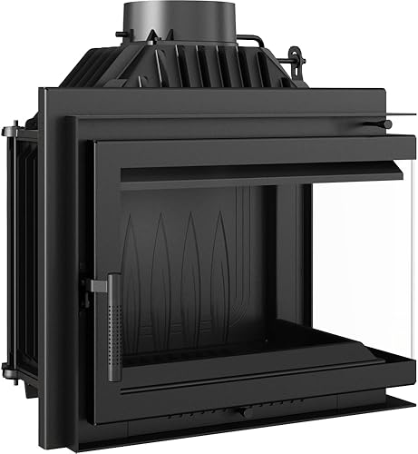 KRATKI Camino a legna in ghisa, stufa ad angolo, 8 kW, Ø 200 cm, porta a chiusura automatica, sistema in vetro pulito, vetro, ingresso aria - Honorern