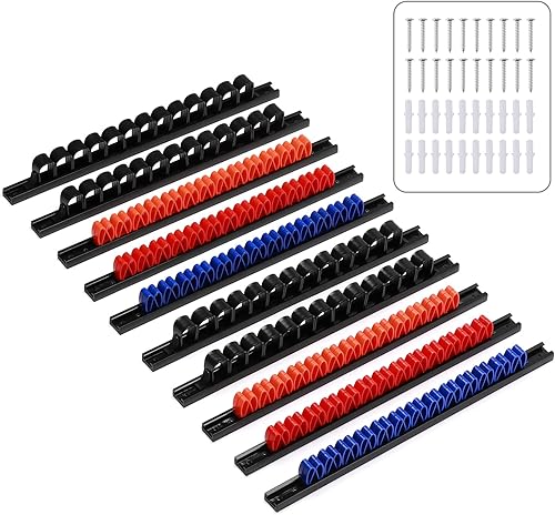 10 organizer per cacciaviti e chiavi, montaggio a parete, supporto per utensili manuali, gancio in plastica con clip - Honorern