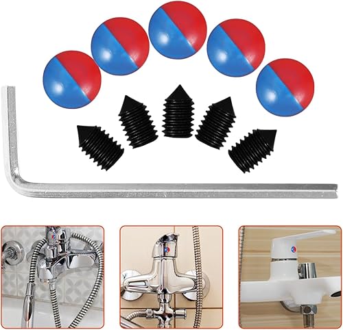 Set di 5 tappi per rubinetto e rubinetto, per rubinetto e acqua calda fredda, indicatore di sostituzione del manico del tubo - Honorern