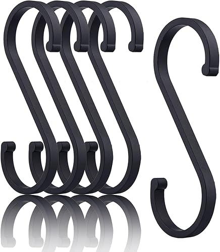 Gancio a S, 8 pezzi, in alluminio, diametro fino a 32 mm, gancio a forma di S, per cucina, guardaroba, piccolo ufficio, cucina, bagno, camera da letto, risparmiare molto spazio (nero) - Honorern