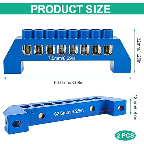 2 pezzi Morsetto Elettrico, Produzione di Rame Ispessito, con Elevata Capacità di Trasporto di Corrente, Morsettiera Elettrica, Cablaggio Conveniente, Morsettiera, per la Distribuzione di Corrente - Honorern