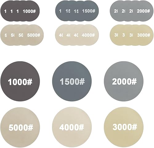 30 Pezzi Dischi Abrasivi Rotondi 125 Mm Bagnata E Asciutta 1000/1500/2000/3000/4000/5000 Grana Per Auto Legno Vetro Metallo Lucidatura - Honorern