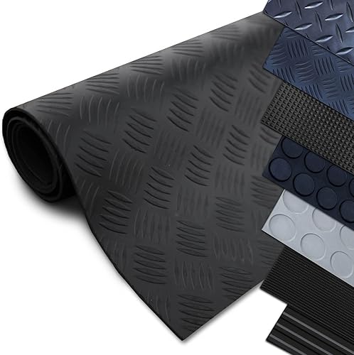 Tappetino in gomma DOT - Tappetino protettivo antiscivolo - Rivestimento del pavimento 100% gomma NR/SBR - 150 x 350 cm, spessore 3 mm, effetto pois, nero - Honorern