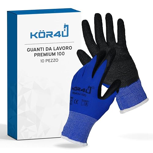 10 paia di guanti da lavoro Basic, traspiranti e rivestiti, adatti come guanti protettivi, guanti da giardinaggio da donna e meccanici, rivestimento in PU di alta qualità, sottili e leggeri - Honorern