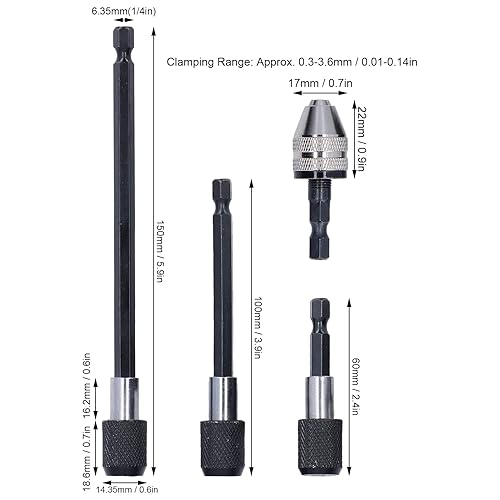 Prolunga per Trapano Magnetico, 3PCS 1/4' Esagonale Portainserti Magnetico Porta Inserti Magnetico, Prolunga Avvitatore Prolunghe Portainserti Porta Punte Con Mandrino per Trapano, 60/100/150mm - Honorern