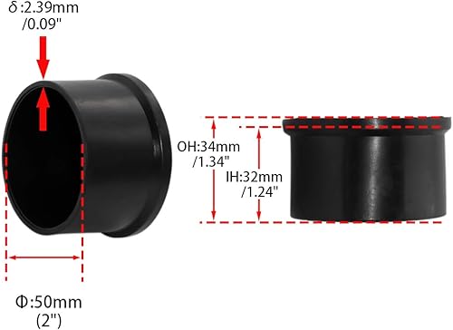 Flyshop - Tappi protettivi per gambe delle sedie, mobili e tavoli, in gomma antiscivolo, 2 pollici, 50 mm, rotondi, colore nero, 8 pezzi - Honorern