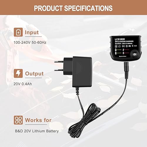 Caricabatterie agli ioni di litio LCS1620 per Black & Decker Batteria agli ioni di litio 14V 18V 20V LBXR20 LBXR20-OPE LBX20 LBX20 LBX4020 LB2X4020 LBXR2020-OPE BL1514 LBXR16 - Honorern