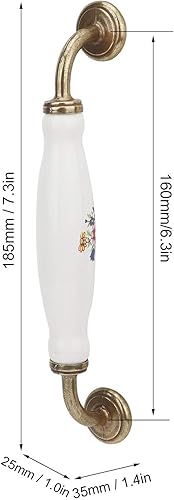 4 Pezzi Maniglie in Ceramica per Mobili Antiche, Maniglia a Forma di Fiocco in Stile Cinese per Cassetti Armadi Cassettiere, con Viti, Distanza Foro 160mm, Total Length 185mm - Honorern