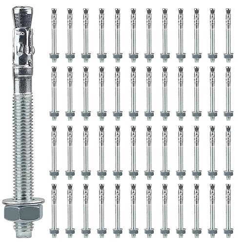 Perno Ancoraggio M10 x 120mm, 50 pezzi Bullone di Ancoraggio in acciaio al carbonio M10 Perni Ancoraggio per fissaggio carichi pesanti, calcestruzzo, muratura, pietra, mattoni, posa rapida (50, M10 x - Honorern