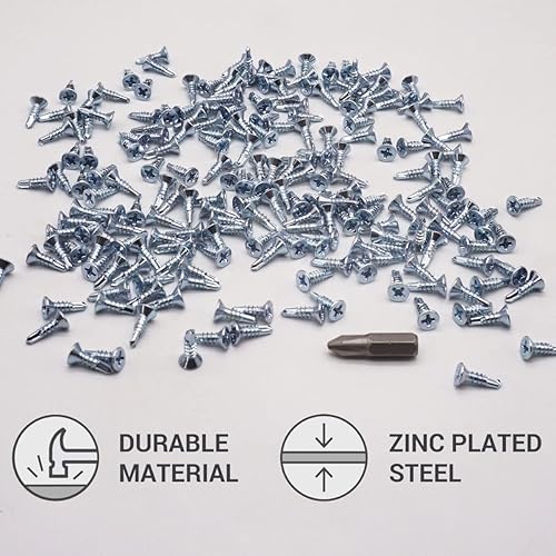 Confezione da 500 viti DIN 7504 P in acciaio zincato da 3,5 x 13 mm, viti autoperforanti per lamiera, testa svasata Phillips (PH), autofilettanti (500, 3,5 x 13 mm) - Honorern