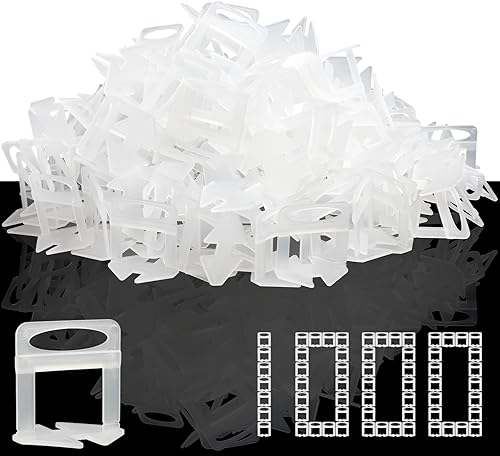 Set di sistemi di livellamento per piastrelle, larghezza delle fughe, strumento di livellamento per piastrelle, semplice ed efficiente per pavimenti e piastrelle (1,5 mm, 1000 linguette) - Honorern