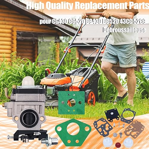 Carburatore Ricambi Decespugliatore Benzina 2 Tempi per 52cc 49cc 43cc MP15, 43CC, CG430, CG520, BC430, BC520 con Guarnizioni Carburatore Decespugliatore Kit - Honorern