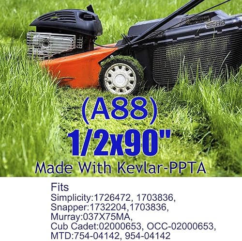 Lame del piatto di taglio del trattore del tosaerba Cinghia di trasmissione della trasmissione per AYP 105732X 120302X 125907X 193214 532125907 532193214 1/2'x 90 pollici Realizzato con Kevlar - Honorern