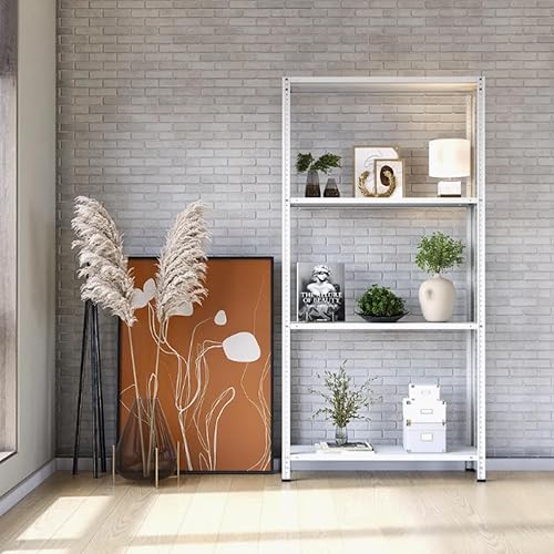 Scaffale Metallo 4 Ripiani Lamiera Zincata Dimensioni 147 x 30 x 75 cm Garage Dispensa Officina - Honorern