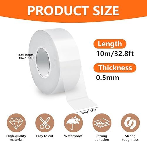 Nastro Sigillante Impermeabile Isolante per Porte Finestre Striscia di Tenuta Autoadesiva 7cmx10m Impermeabile Trasparente Striscia di Guarnizione Nastro Paraspifferi Resistente alle Intemperie - Honorern