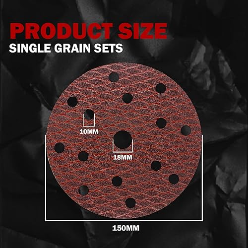 Dischi Abrasivi 150mm, 15 Fori Grana 120 Carta Abrasiva Legno Metallo, Universale per Levigatrice Orbitale (50Pz) - Honorern