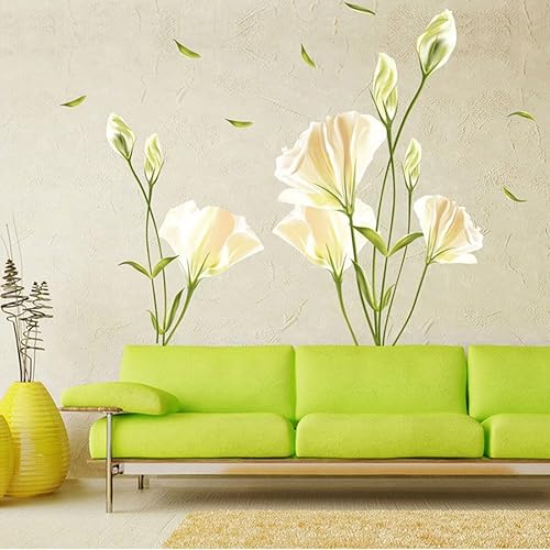 adesivi murali CALLA IN BIANCO (135x97 cm) I impermeabile piastrelle murales adesivi parete fiore piante verde giglio I Decorazione soggiorno camera letto cucina bagno - Honorern