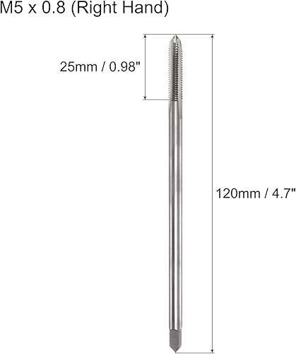 Maschio per Filettatura Metrica M5 x 0.8 H2 120mm Extra Lungo Maschi Fresatrice Filettatura Dritta Strumento Riparazione Maschiatura Filettatura - Honorern
