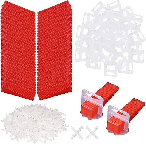 Sistema di Livellamento per Piastrelle, 2 mm, 100Pcs Cunei per Pavimenti Riutilizzabili, 100Pcs Distanziatori Livellanti per Piastrelle, 100Pcs Clip Livello Piastrella, per Pavimenti Spessore 3-12mm - Honorern