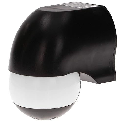 OR- CR-204 Sensore Movimento Impermeabile all'Esterno con Sensore Crepuscolare IP44 12m 180° 1200W Montaggio a Superficie Impostazione del Tempo (nero) - Honorern