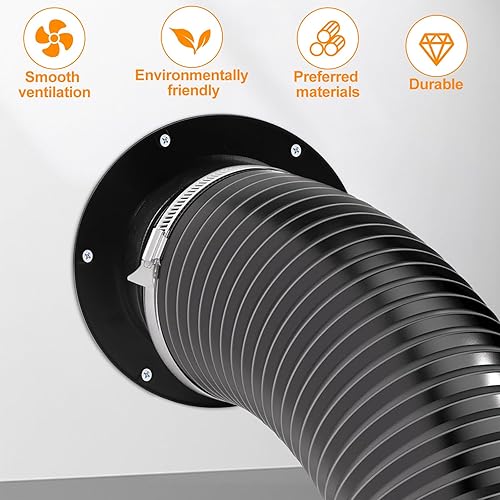 Tubo di ventilazione nero ø100mm/4 pollici Flangia del connettore del condotto connettore della parete dell'PVC per il collegamento del condotto d'aria flangia del tubo diritto in plastica - Honorern