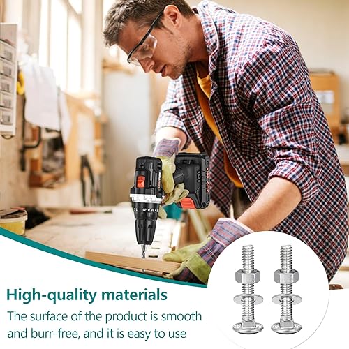 Set di 20 Viti a Testa Tonda M5 X 40, con Dadi e Rondelle, Viti a Testa Piatta in Acciaio al Carbonio per Macchine Industriali, Decorazione Della Casa - Honorern