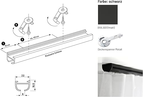 deco-raum Guide a X, 100 pezzi, con ganci pieghevoli, per binari interni da 6 mm - Honorern