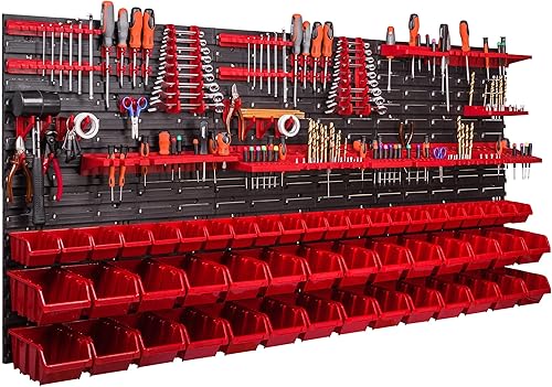 Pannello portautensili, 1728 x 780 mm, impilabile, scaffale da parete, supporto per garage, magazzino, officina, hobby (ITBNN600x6-U2122-MIX53) - Honorern