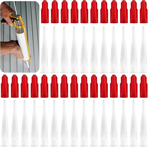 50 Pz Beccucci per Cartuccia in Silicone, incluse 25 Pz Ugelli In Silicone e 25 Pz Tappi Sigillanti per Calafatare, Ugelli per Cartuccia, Punte di Ricambio per Pistola per Calafataggio - Honorern