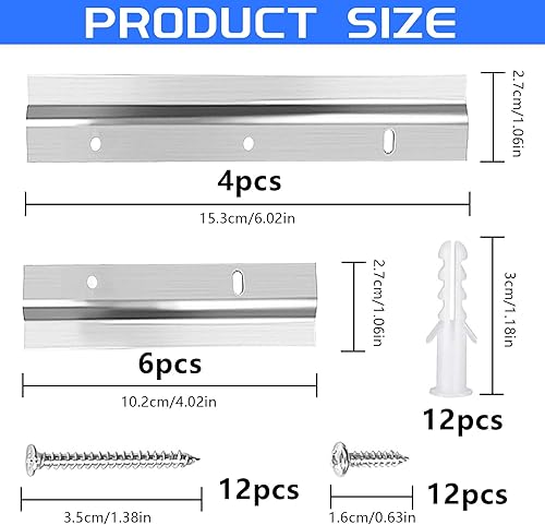 5 Paia Francese Gancio per Quadri, Staffa di Montaggio a Muro Incastro Z Bar in Alluminio con Viti, Adatto per Appendere Specchi, Quadri, Opere d'arte (10,2cm 3 Paia/15,3cm 2 Paia) - Honorern