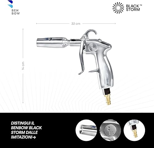 Pistola di Soffiaggio con Ugello Venturi Classic - Pistola ad Aria compressa per Asciugatura e soffiaggio rapidi - Corpo in Alluminio, Incluso Adattatore - Honorern