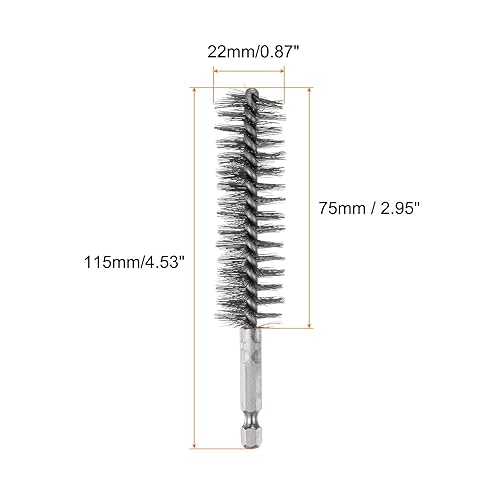 5Pz Spazzola per Fori in Acciaio Inossidabile 22mm Dia Cleaning Spazzola metallico Intrecciata Scovolino per Tubi Manico Gambo Esagonale 1/4 di Pollice per Tubi, Porte, Cuscinetti - Honorern