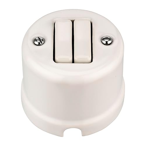 Porcellana retrò doppio interruttore, interruttore di serie, tutto in uno, serie QR1, bianco - Honorern