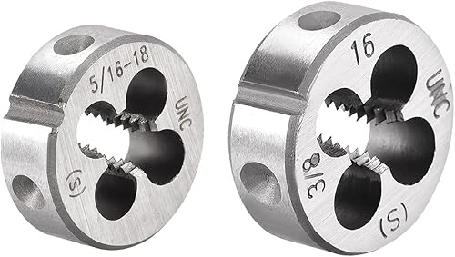 3/8-16 e 5/16-18 UNC Rotondo Matrice Set, Macchina Filo Mano Destra Filettatura Matrice, Lega Utensile Acciaio 2pz - Honorern