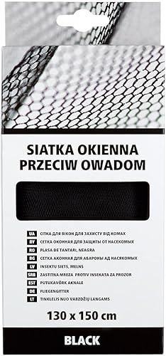 Zanzariera universale per finestra Resistente ai raggi UV e agli agenti atmosferici Facile installazione Velcro autoadesivo Colore invisibile Nero Dimensioni 130 cm x 150 cm - Honorern